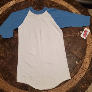 5/25 Soffe white blue RaglanShirt UNISEX M NWT